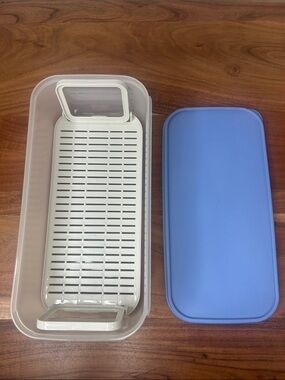 Vintage Tupperware Modular Mates Produce Manager Crisper w/ Insert & Blue Lid